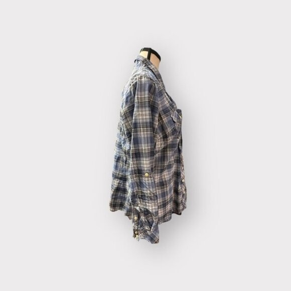 Women’s 0 Torrid Twill Blue Plaid Top 12 Large - Picture 5 of 6